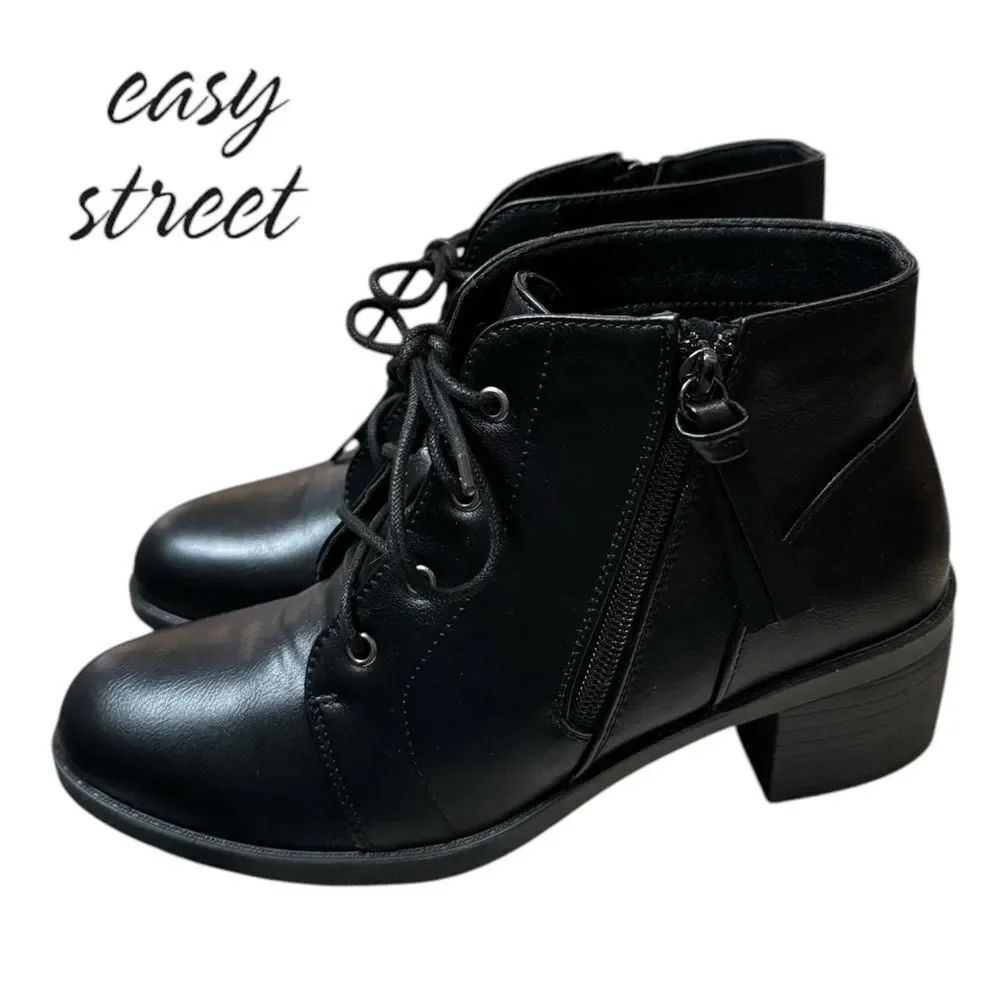 New Easy Street Becker Women's Black Lace Zipper Ankle Boots Booties 11